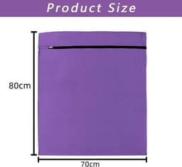 Waszakken voor huisdieren - Waszakken van twill polyester - Grote waszakken met rits - Voorkomt dat waszakken verstopt raken door dierenhaar - wasmachine, 70 x 80 cm，waszak voor huisdieren voor honden, katten en konijnen (paars)- L — thumbnail 2