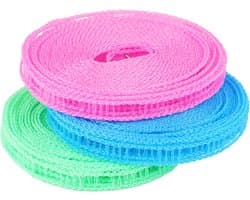 3 Stuks Waslijntouw, Wasdroogtouw Kunststof Touw voor Het Ophangen van Kleding Winddicht Antislip Waslijn voor Binnen en Buiten (10M)