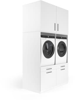 Wasophoogte® Wasmachine Kast Venice - Wasmachine verhoger - Wasmachine ombouw - 700(D)*1330(B)*2350(H) mm - Wit — thumbnail 4