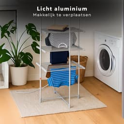 Cheqo® Elektrisch Droogrek - Droogtoren - Wastoren - 21M Droogruimte - Inklapbaar Aluminium - Verwarmd voor Badkamer - Elektrisch Wasrek - Droger — thumbnail 3