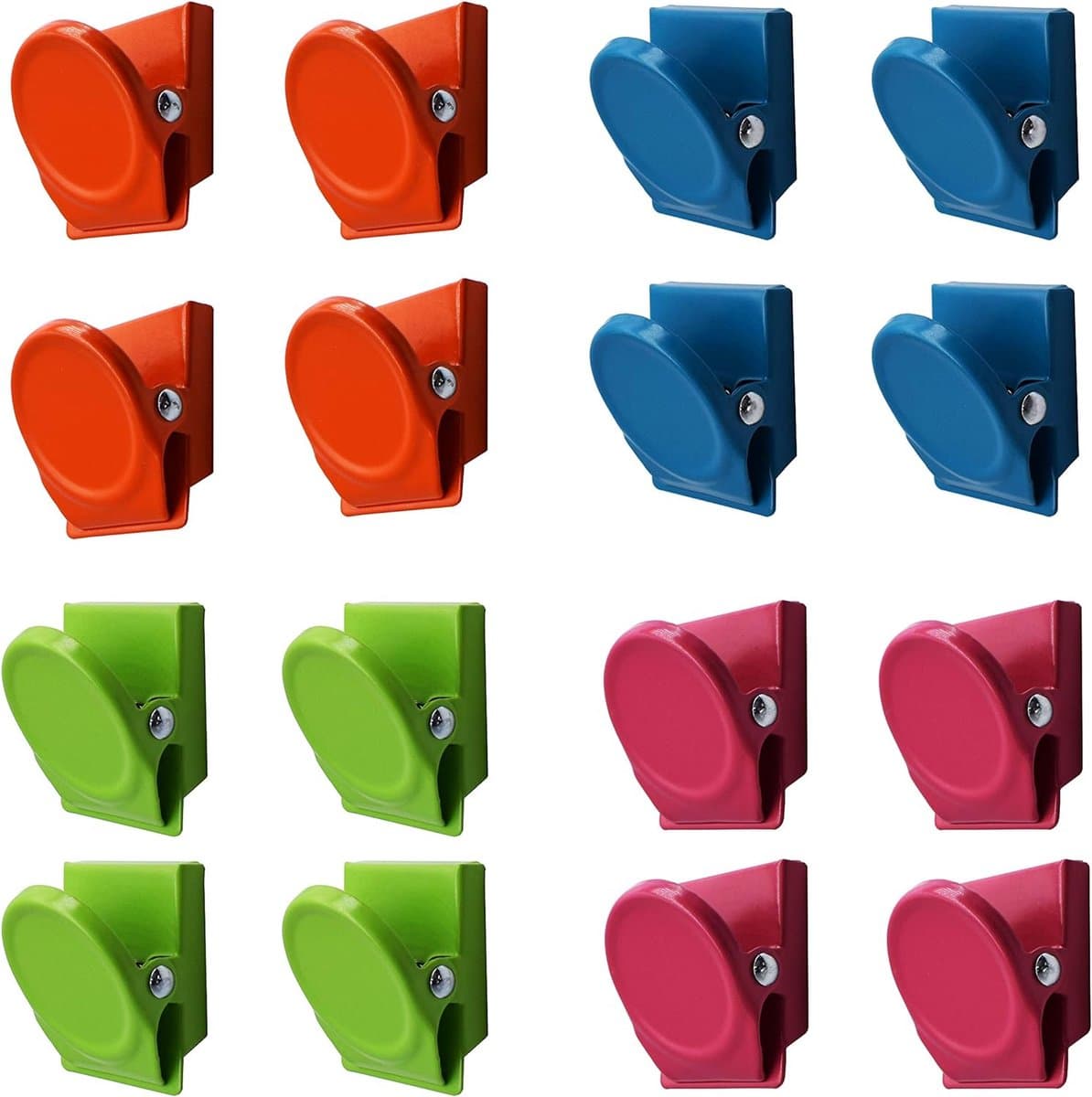 16 stuks veelkleurige magnetische metalen klemmen, koelkast whiteboard muur magnetische memo opmerking clip — afbeelding 1