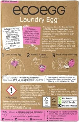 EcoEgg Was ei – British Blooms- Wasparels – Navulbaar – Geschikt voor de gevoelige huid – Dermatologisch getest - 70 wasbeurten (Roze) — thumbnail 2