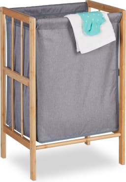 wasmand op poten - bamboe - 30 liter - waszak - zonder deksel - badkamer — thumbnail 1