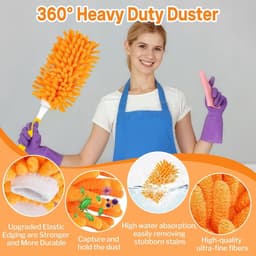 Herbruikbare 360° Wasbare Duster Set van 12 Stuks met Handvat en Waszak - Superzacht voor Meubels, Keuken en Auto — thumbnail 2