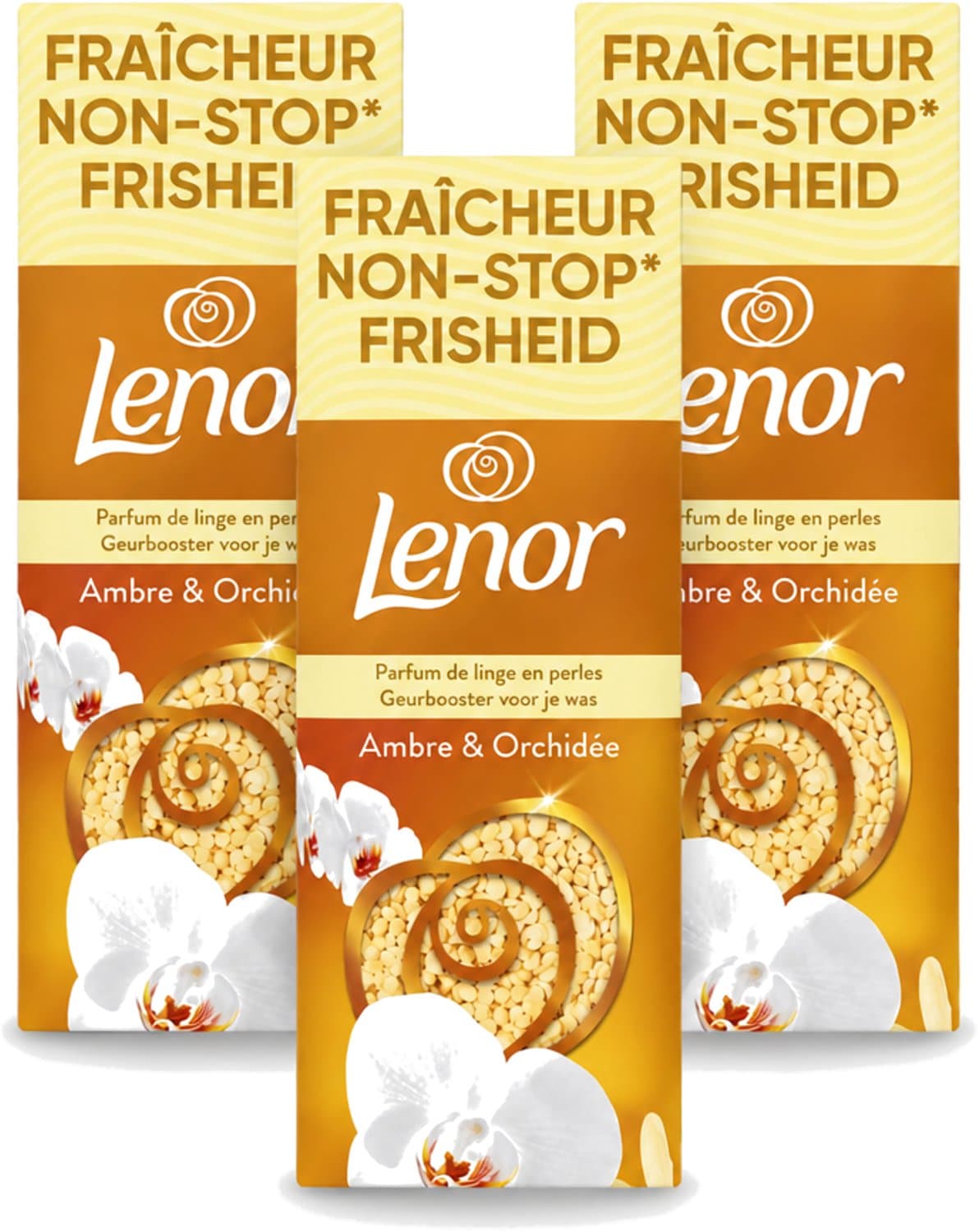 3 x Lenor – Geurbooster – Amber & Orchidee – 12 Wasbeurten – 155 g - Voordeelverpakking - 3 stuks — afbeelding 1
