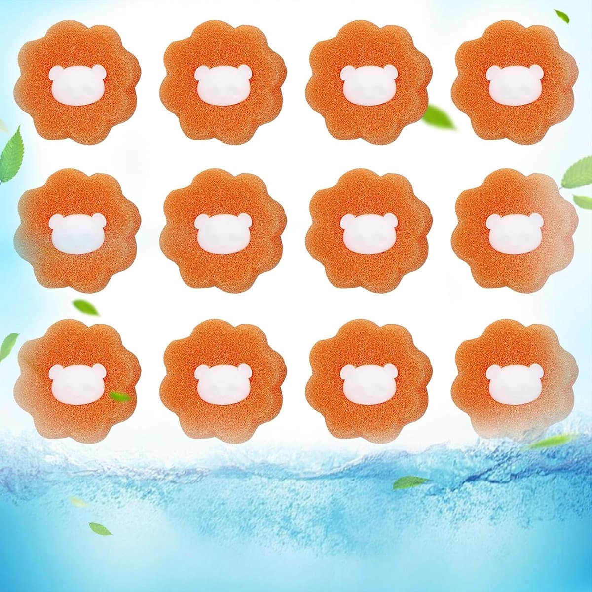12 stuks haarvangers, wasmachine, wasballen, herbruikbaar, voor het verwijderen van haren, pluisjes en stof van honden en katten (oranje) — afbeelding 1