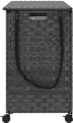Wasmand – Wassorteerder – Wasbox – Opvouwbare Wasmand – Waszak – Met Wielen – Handgeweven Rattan – 66 x 35 x 60 cm — thumbnail 3
