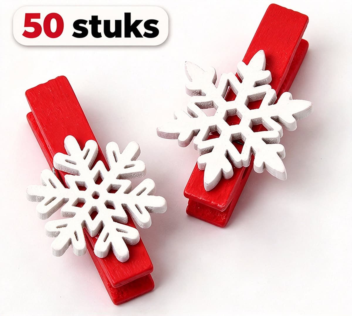 Mini Knijpers Kerst - 50 Houten Knijpertjes Kerstkleuren - kerst accessoires - kerst versiering - decoratie kerst - Voor foto's, fotowand, ansichtkaarten, brieven, kerstversiering — afbeelding 1