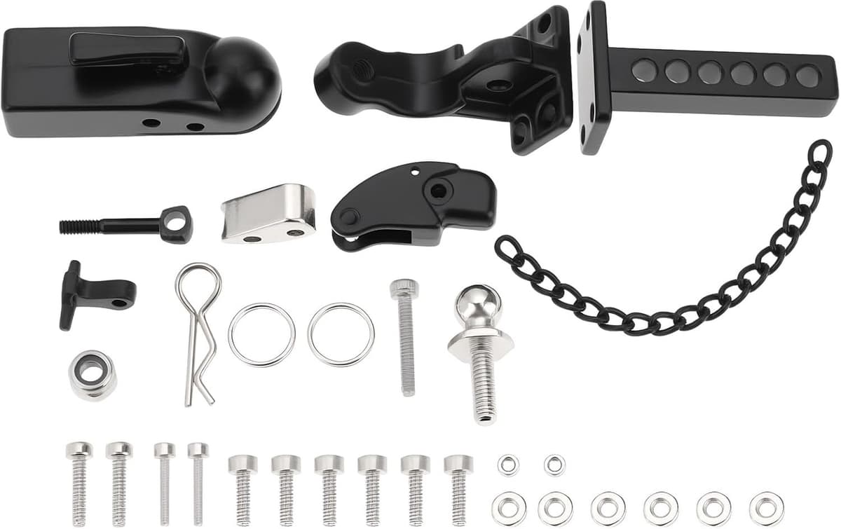 1Set 1:10 RC Crawler Trailer Hook + Drop Hitch Receiver for 1/10 SCX10 90046 90047 Compatible with Traxxxas TRX4 RC — afbeelding 1