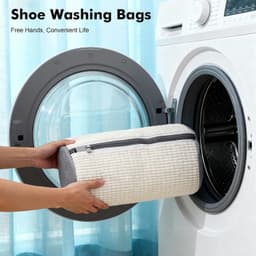 2-in-1 Waszak voor Schoenen, Herbruikbare Waszak voor de Wasmachine, Schoenentas met Rits en 360° Reiniging voor Schoenen, Wit — thumbnail 3