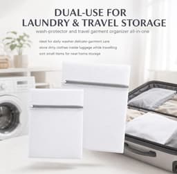 Set Van 4 Herbruikbare Wasfilets Voor Wasmachine, Linnenfilet in Fijn Mesh Met Beveiligde Flitssluiting, Linnenzakken Voor Onderkleding, Lingerie, Delicate Kleding — thumbnail 3