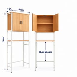 Wasmachine rek - 170x64x27 cm - met kast - wit-natuur — thumbnail 3
