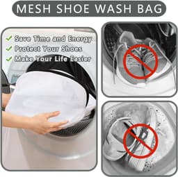 Waszak voor schoenen - 2 stuks, wasmachine zakken met rits, mesh wasnet voor delicate kleding en schoenen — thumbnail 2