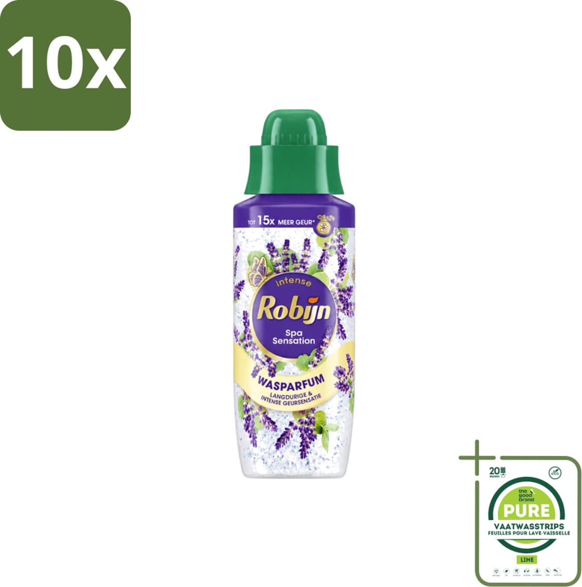 10 x Robijn – Wasparfum – Intense Spa Sensation – 342 ml - Grootverpakking - Vaatwasstrips - Wasparfum - Geur - Wasmiddel - Spa Geur - Natuurlijke Geur — afbeelding 1