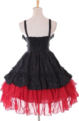 Rood zwart ruches jurk chiffon Gothic Lolita kostuum cosplay (S-M) — thumbnail 3