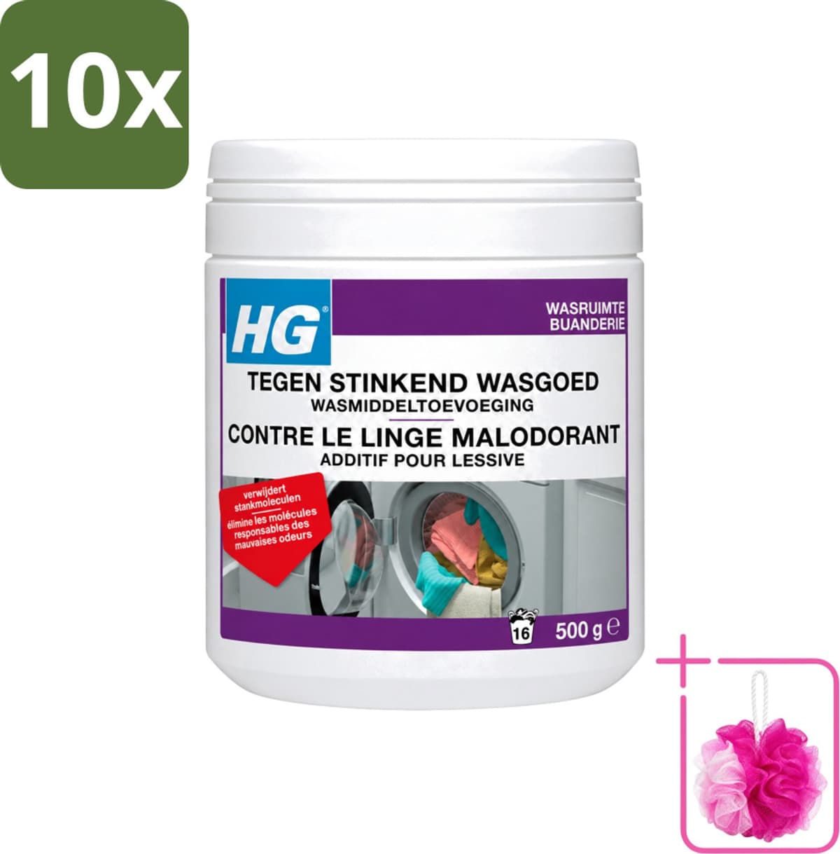 10 x HG - Wasruimte - Tegen Stinkend Wasgoed - Wasmiddeltoevoeging - 500 g - Bulkverpakking - Wasmiddel tegen stank - Douchemop - Stinkend wasgoed — afbeelding 1