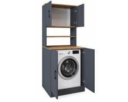 Roomart ATLANTIC-I Wasmachine Ombouwkast 70x180 cm - Overbouwkast - Antraciet Eiken