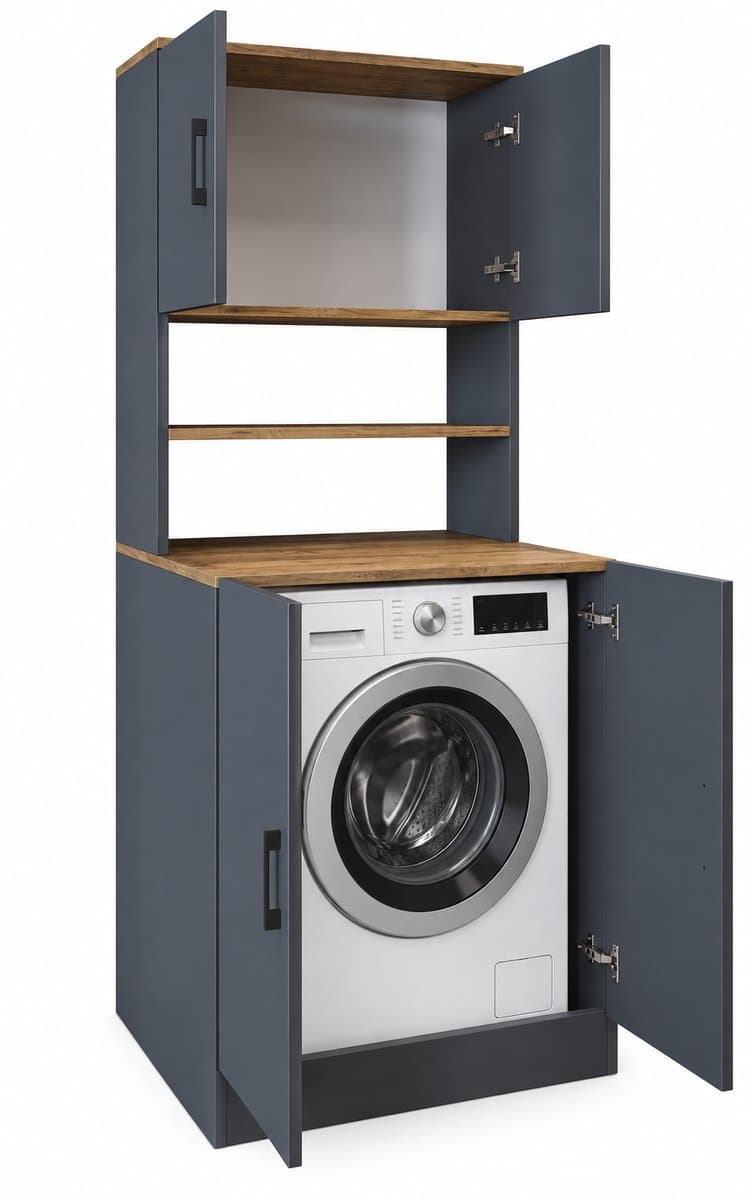 Roomart ATLANTIC-I Wasmachine Ombouwkast 70x180 cm - Overbouwkast - Antraciet Eiken — afbeelding 1