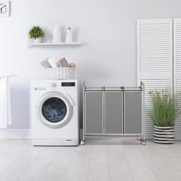 Houseware Heavy-Duty 3-Bag Wasserij Sorteerder Winkelwagen, Zilver | Verwijderbare Zakken en Afsluitbare Wielen voor Wasruimte Organisatie — thumbnail 4