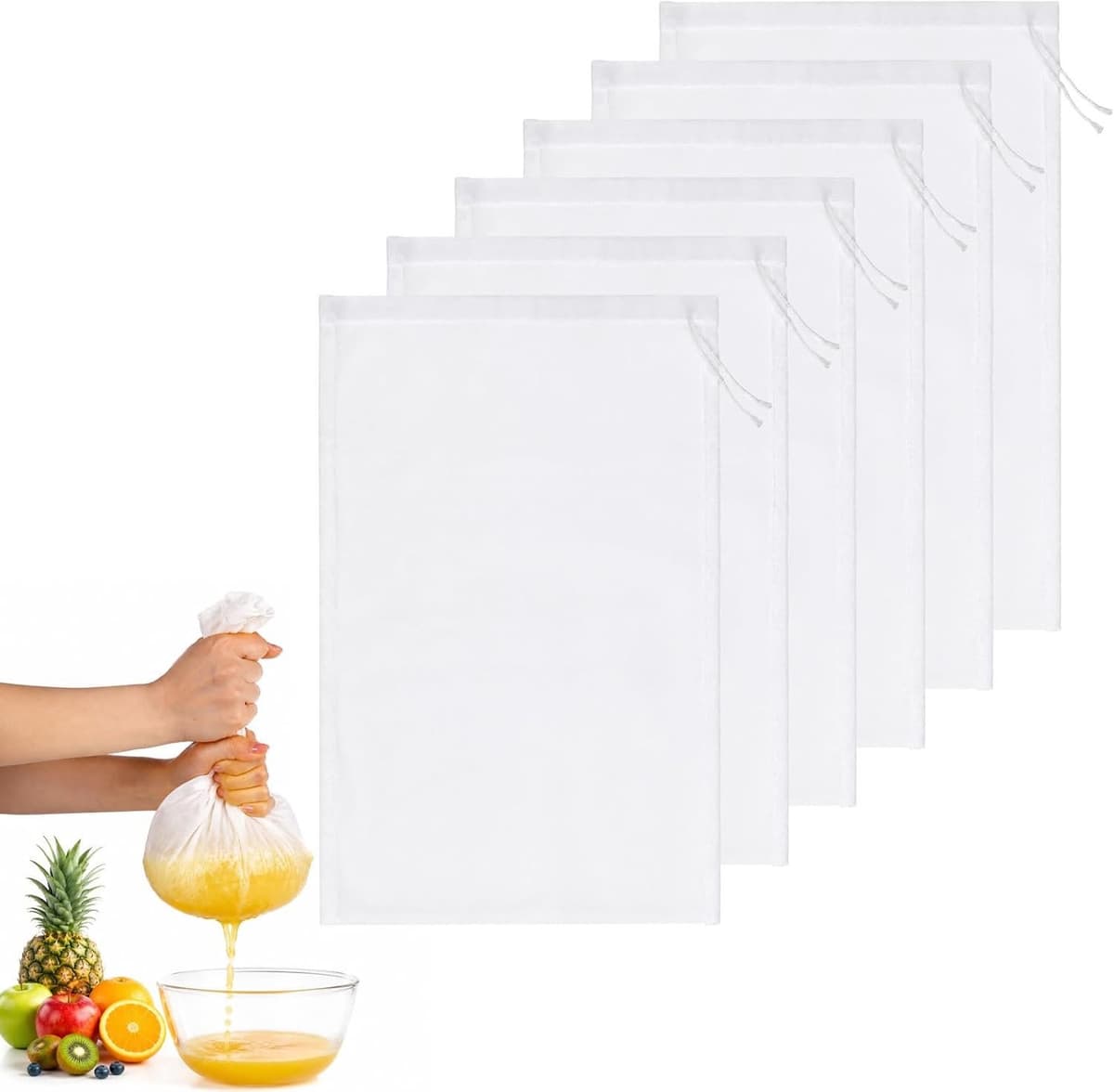 Zak voor Notenmelk - Wit - 37 x 19,6 cm - Duurzaam Nylon Gaas - Voor Keuken Gebruik — afbeelding 1