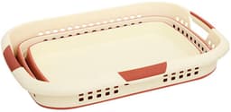 5Five wasmand - opvouwbaar - kunststof - 70 Liter - terra bruin/wit - 60 x 44 x 28 cm - met handvatten - huishouden / camping — thumbnail 2