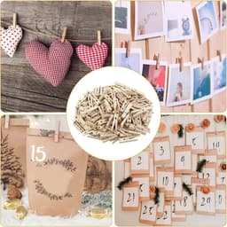 Mini Houten Knijpers - Decoratieve Clips - Foto's Ophangen - Natuurlijk Hout - 165 Stuks - Houtkleur — thumbnail 5