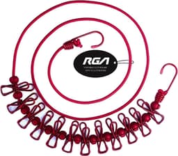 Draagbare Kledinglijn - Reiskledinglijn Waslijn - Kleding Drogen - Met 12 Verplaatsbare Klemmen - 4 Meter - Rood — thumbnail 5