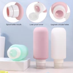 Siliconen reisfles van 200 ml voor toiletartikelen, 3 stuks lekvrije hervulbare knijpbare containers voor lotion, vloeibare shampoo, conditioner, toiletartikelen, BPA-vrij en TSA-goedgekeurde — thumbnail 4