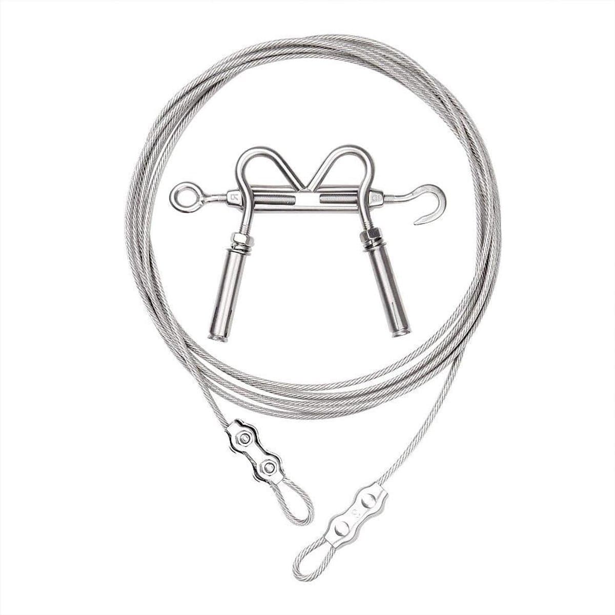 Waslijn Buiten - Kledinglijn Staalkabel - Droog Kleding - Roestvrij Staal - 20ft 100lbs - Zilver — afbeelding 1