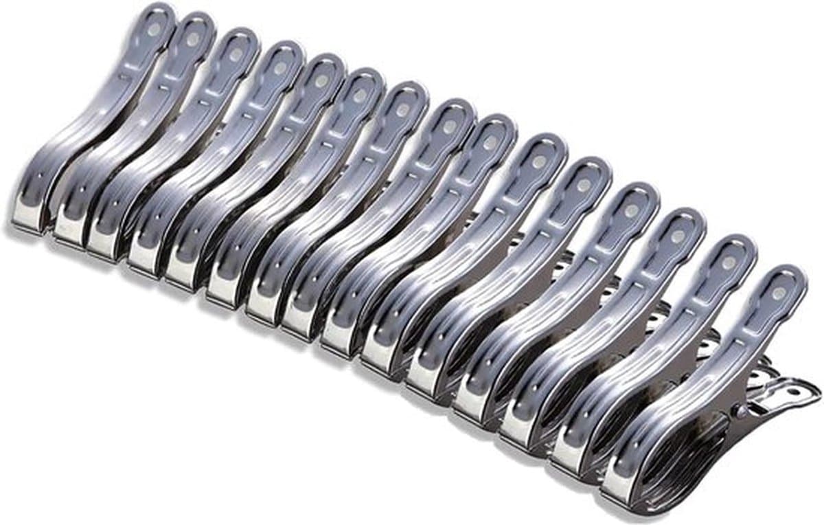 15pcs 8cm RVS Grote Wasknijpers - Handdoekclips - Strandhanddoekclips - Veerclips - Handdoekklem voor Dagelijks Wassen - Strandhanddoek - Badhanddoek - Bedlinnen en Dikke Kleding (Zilver) — afbeelding 1