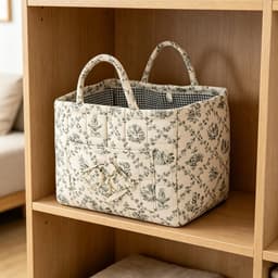Gewatteerde opvouwbare stoffen opbergmand met handgrepen voor speelgoed, wasgoed en snacks, groen, ideaal voor slaapkamer en badkamer — thumbnail 3