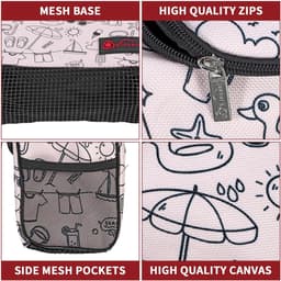 Wasknijper Tas - Opbergtas Haringen - Wassen Ophangen - Waterdicht Canvas Gaasbodem - 12 x 27.5 x 20 cm - Crèmeroze — thumbnail 5