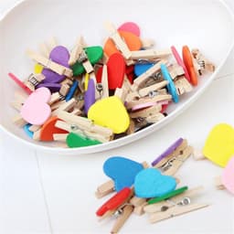 Houten Hart Wasknijpers - Foto Clips Briefpapier - Decoratie Knippen - Unieke Hartvorm - 50 stuks - Marineblauw — thumbnail 3