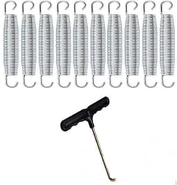 Trampolineveren, set van 10 stuks, robuust gegalvaniseerd staal, geschikt voor trampoline-T-haken, schommelsets, kas, basketballringschuur, portieken, tenten en hekken, 16,5 cm - Veerlengte - Accessoire - Zilverkleurig en duurzaam. — thumbnail 1