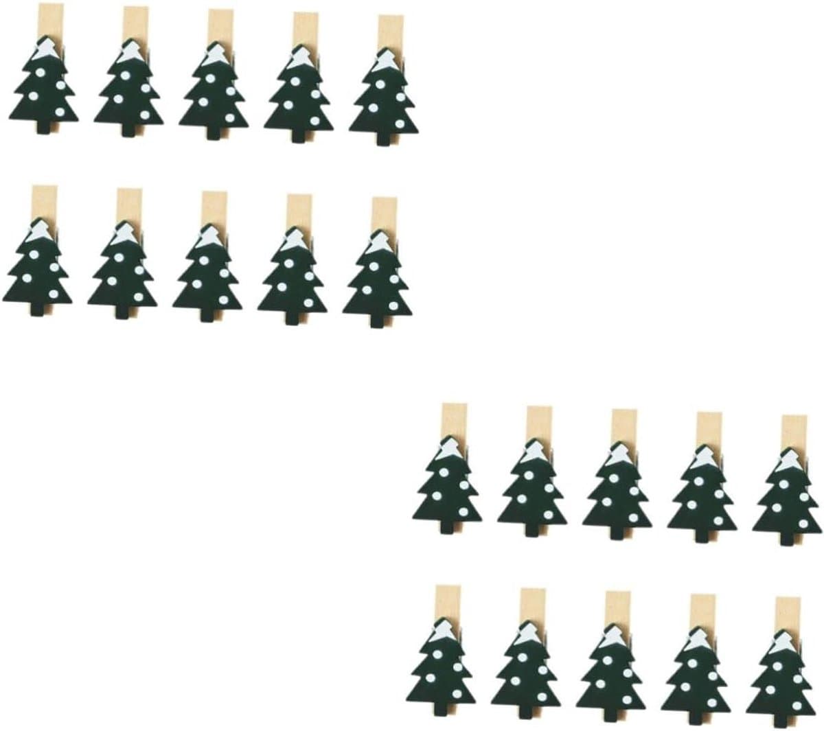 Houten Fotoclips - Kleine Wasknijpers - Decoratie Ophangen - Metalen Veer - 3.5 cm - Groen — afbeelding 1