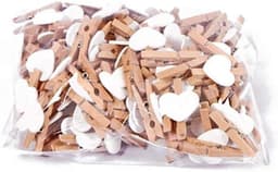 Houten Pinnen Clips - Fotohouders Hart - Knutselen Decoreren - Natuurlijk Hout - 100 Stuks - Wit — thumbnail 1