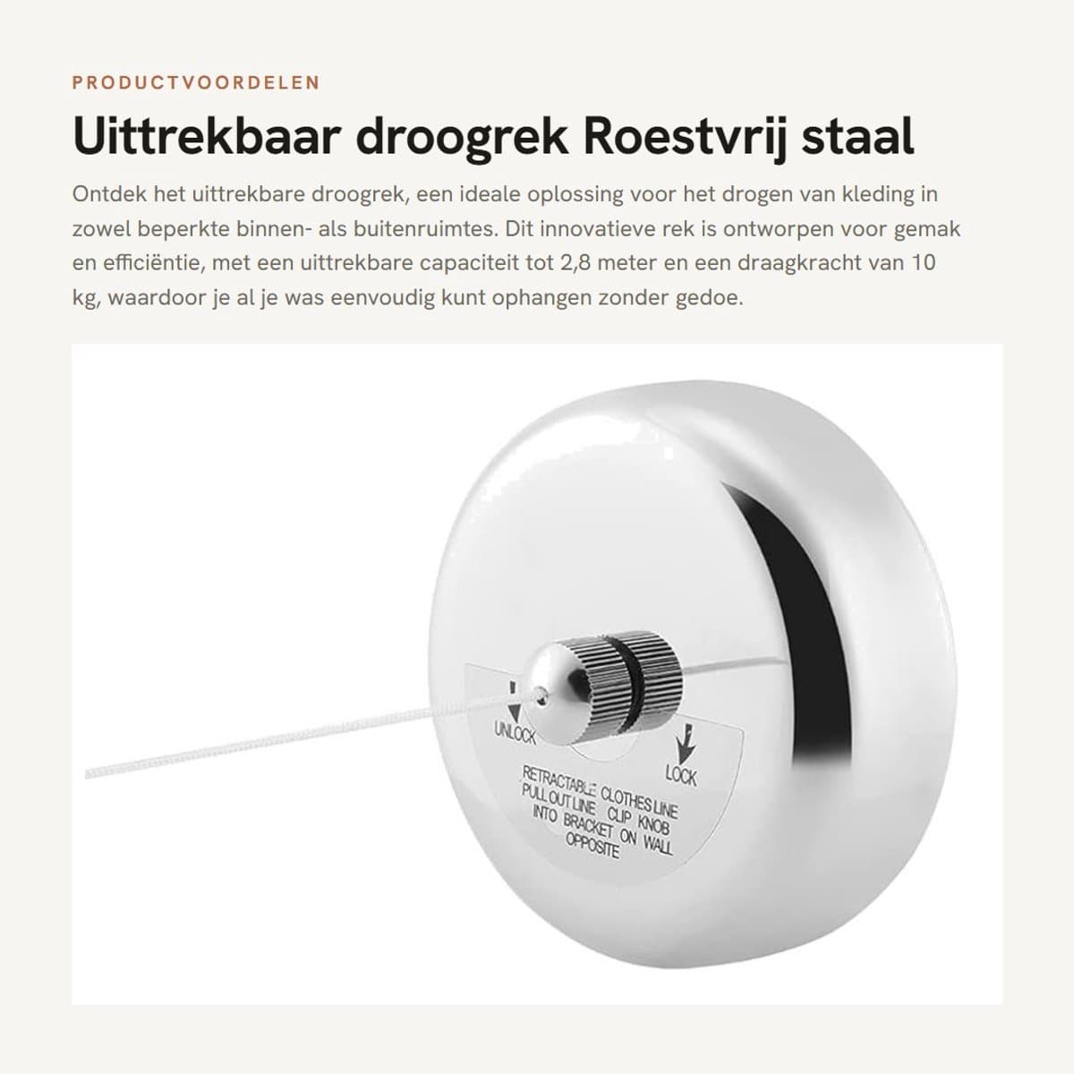 Dailygoods- Droogrek Uittrekbaar - Roestvrij Staal - Wanddroogrek - Ruimtebesparend - Eenvoudig te Installeren - Voor Binnen/Buiten - Wandrek — afbeelding 1
