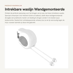 Dailygoods- Waslijn Uittrekbaar - Wanddroogrek - Inklapbaar - 13 Meter Touw - Voor Binnen/Buiten - Perfect voor Kleine Ruimtes - Drooglijn — thumbnail 1