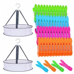 Dailygoods- Wasknijpers 60 stuks - Wasknijpermandje - Wasknijpers kunststof - Kleine wasknijpers - Kleurige clips - Geschikt voor binnen/buiten - Wasclips — thumbnail 1