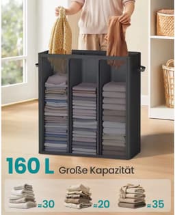 LeeuwenChoice® Wasmand Met 3 Compartimenten - 160 L - Met Deksel - 5 labels - Uitneembare & Wasbare Binnenzak — thumbnail 4