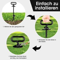 SnelShoppen - Grondanker voor Middelgrote tot Grote Honden tot 100 kg | 12 mm Grondpen voor Honden, Spiraallemmet, Hondenpaal voor Tuin, Strand, Gazon — thumbnail 4