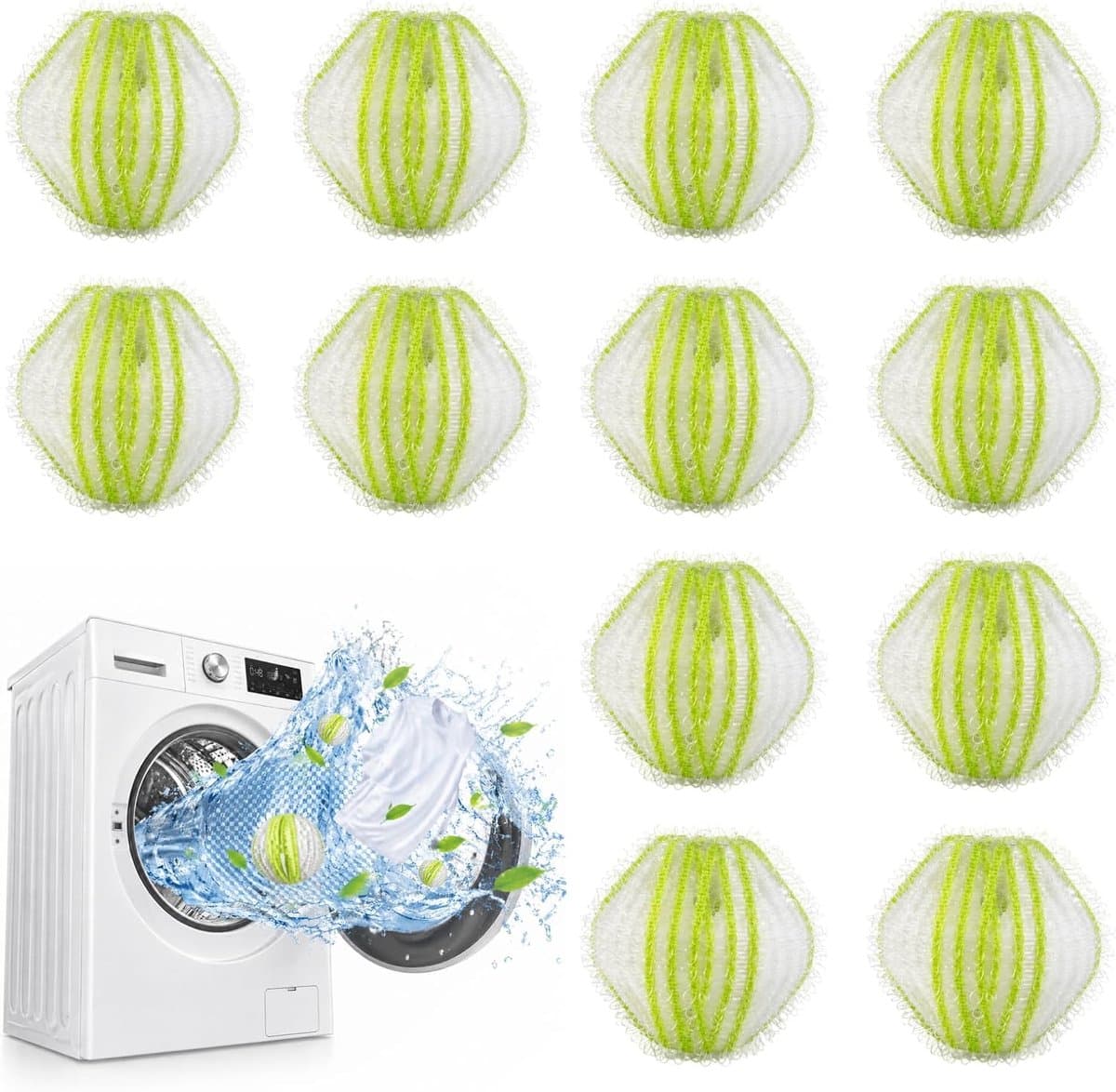 SnelShoppen - 12 Stuks Herbruikbare Anti-Haarballen voor Wasmachine, Nylon, Kleurvast, Voor Dierenharen, Vermindert Klitten en Verbetert Wrijving van — afbeelding 1