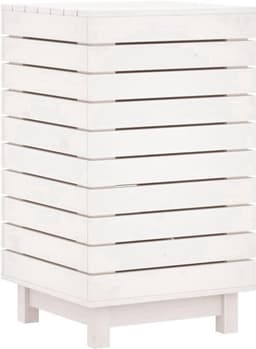 Wasmmand – Wasbak – Wascontainer – Mand Voor Wasgoed – Waskorf – Massief Dennenhout – Ruim Formaat 44x44x76 cm – Afdekbare Deksel & Wandmontage — thumbnail 3