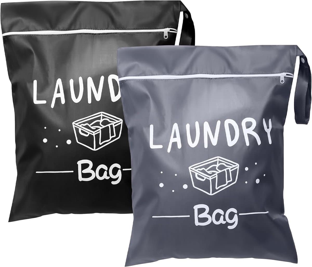 SnelShoppen - 2x Vouwbare Reiswaszakken met Rits - Herbruikbare Waszakken voor Reizen en Thuis - Ideaal voor Schoon en Vies Wasgoed - Compact en Licht — afbeelding 1