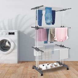 Droogrek - Wasrek - Kleding Drogen - Inklapbaar Ontwerp - 72x50x172 cm - Grijs — thumbnail 4