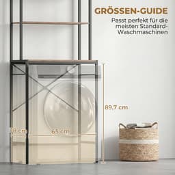 HOMCOM Over Washing Machine Cabinet-Metall, Spanplatte-67L x 40B x 161,8H cm-Braun und Schwarz — thumbnail 4