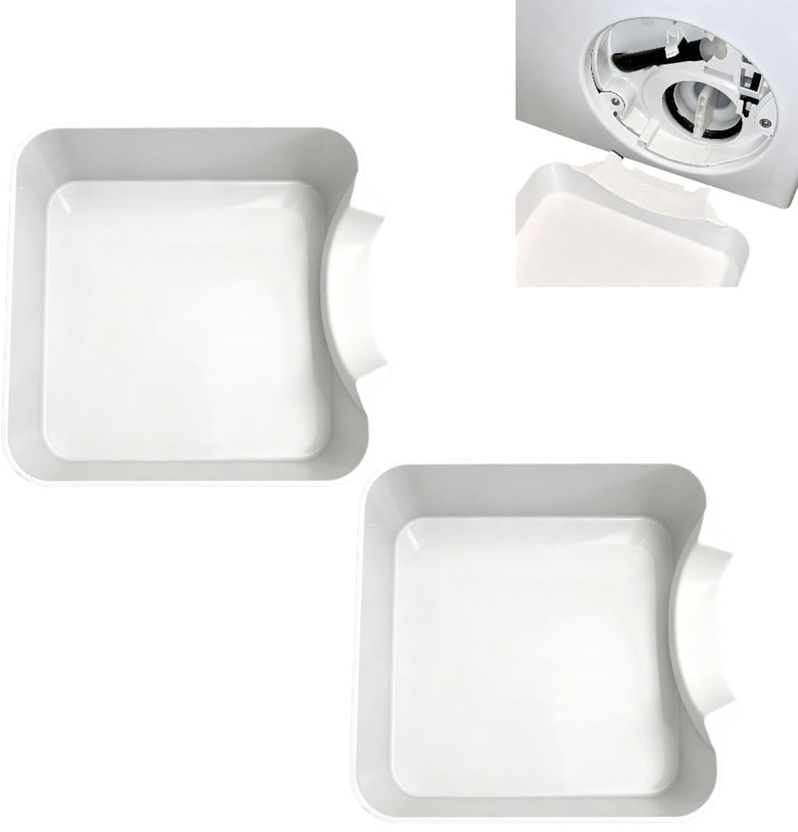 2 stuks - witte afvoerbak voor de wasmachine - Geschikt voor zowel voorladers als bovenladers - Houdt de vloer droog en voorkomt wasgeuren en watervlekken - 18*18*5 cm — afbeelding 1