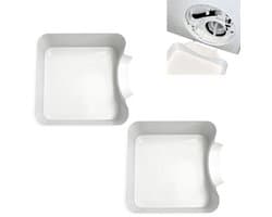 2 stuks - witte afvoerbak voor de wasmachine - Geschikt voor zowel voorladers als bovenladers - Houdt de vloer droog en voorkomt wasgeuren en watervlekken - 18*18*5 cm