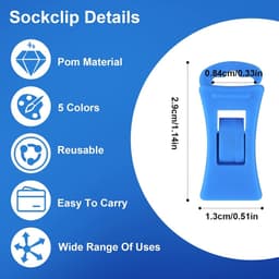 SnelShoppen - 50 Stuks Wasmachine Droger Sokclips met Haken, Kleurrijke Sokhouder, Duurzaam en Herbruikbaar, Perfect voor Het Sorteren van Sokken — thumbnail 4