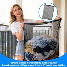 Wasnetten set van 2 - 70x90 cm - fijnmazig materiaal - beschermt kleding tijdens het wassen - SnelShoppen — thumbnail 4